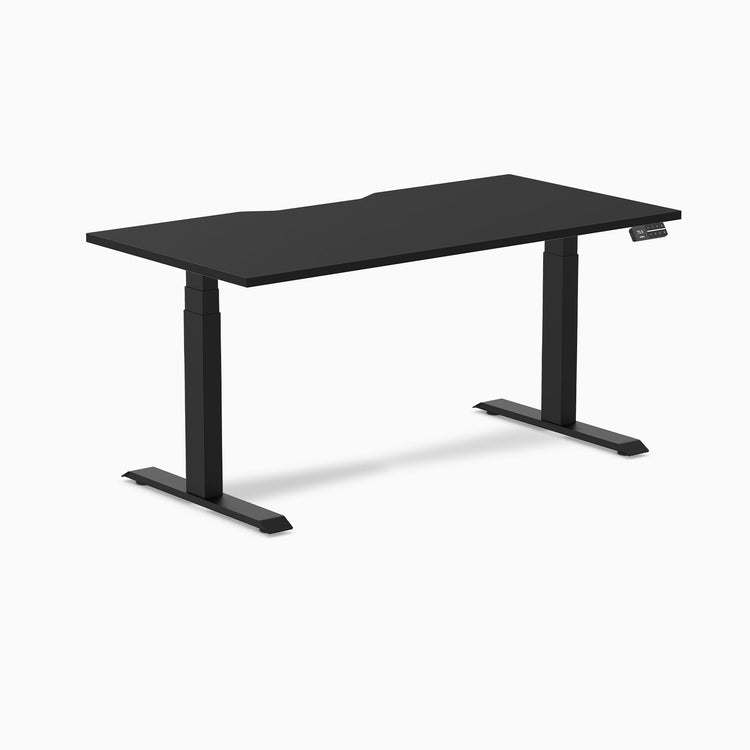 Electric dual scalloped melamine sit stand desk Black - Desky