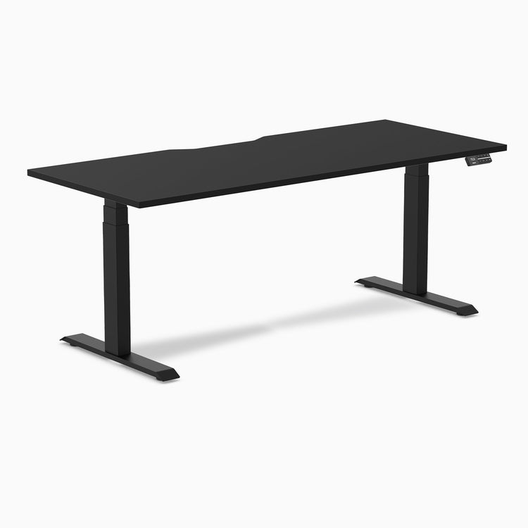 Electric dual scalloped melamine sit stand desk Black - Desky