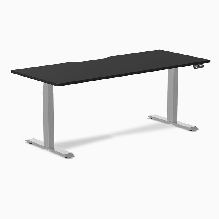 Desky Dual Scalloped Melamine Sit Stand Desk-Dual Desks-Desky-Black-1800x750mm-Grey-Desky® Australia