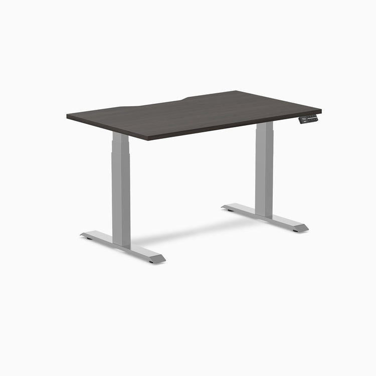 Desky Dual Scalloped Melamine Sit Stand Desk-Dual Desks-Desky-Burnished Wood-1200x750mm-Grey-Desky® Australia