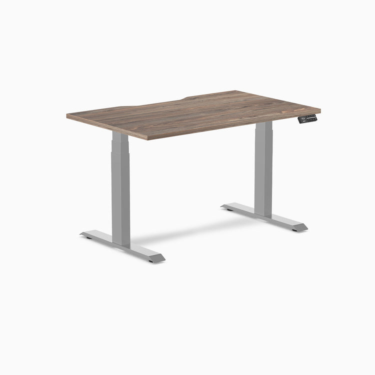 Desky Dual Scalloped Melamine Sit Stand Desk-Dual Desks-Desky-Natural Walnut-1200x750mm-Grey-DeskyÌâå¨ Australia