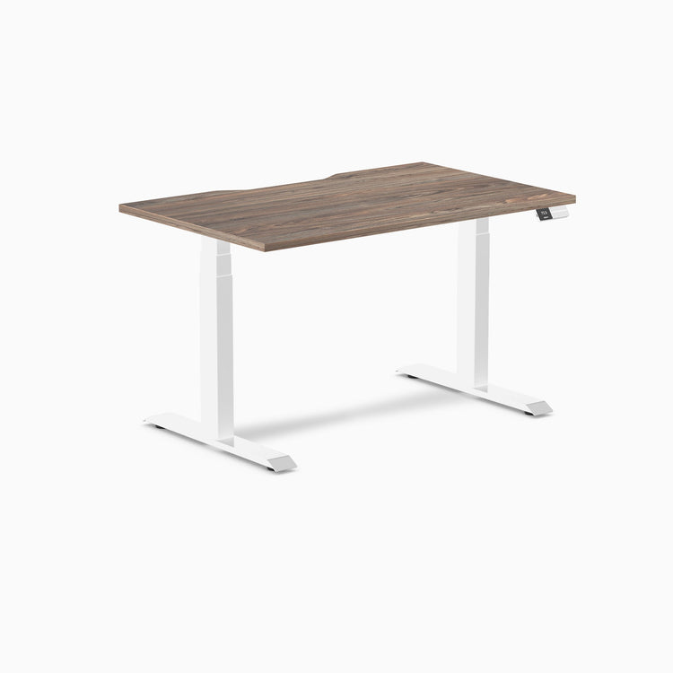 Electric dual scalloped melamine sit stand desk Natural walnut - Desky