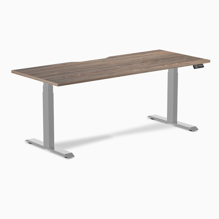 Desky Dual Scalloped Melamine Sit Stand Desk-Dual Desks-Desky-Natural Walnut-1800x750mm-Grey-DeskyÌâå¨ Australia
