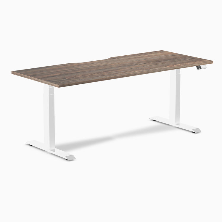 Electric dual scalloped melamine sit stand desk Natural walnut - Desky