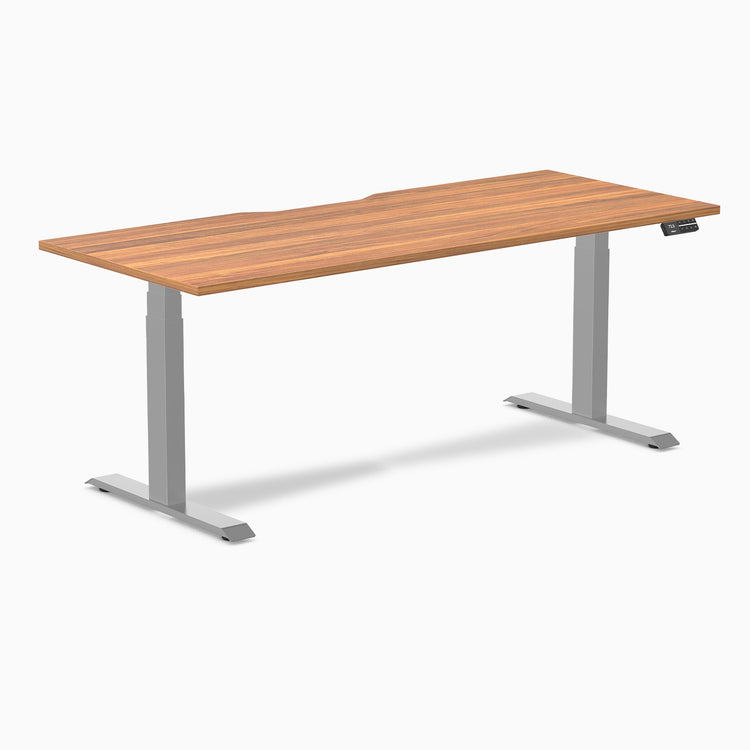 Desky Dual Scalloped Melamine Sit Stand Desk-Dual Desks-Desky-Prime Oak-1800x750mm-Grey-Desky® Australia