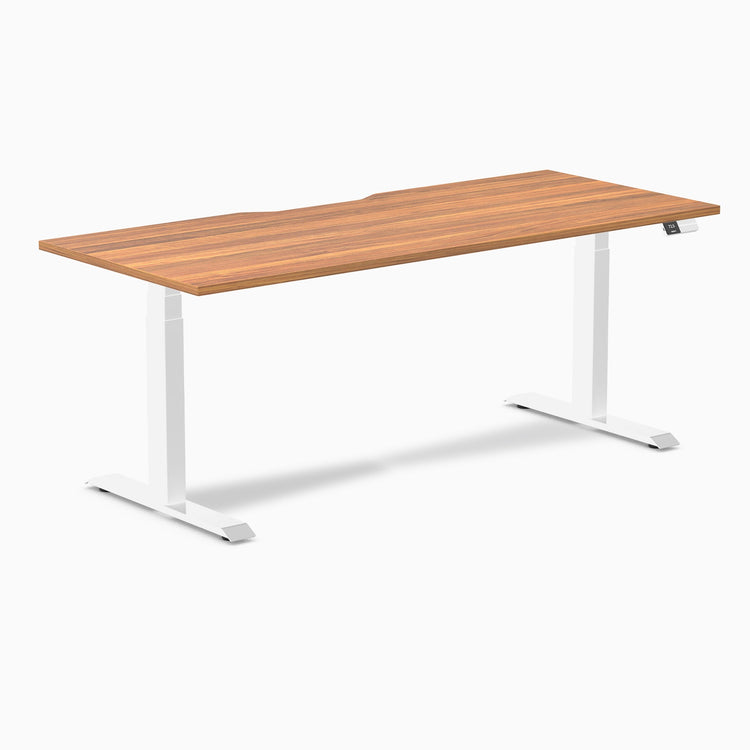 Electric dual scalloped melamine sit stand desk Prime oak - Desky