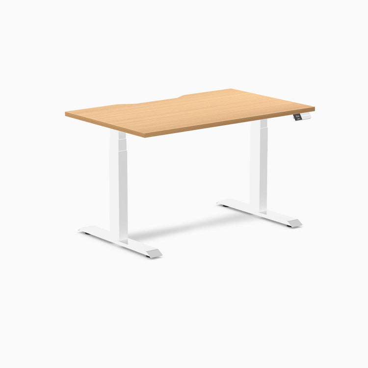 Electric dual scalloped melamine sit stand desk Select beech - Desky