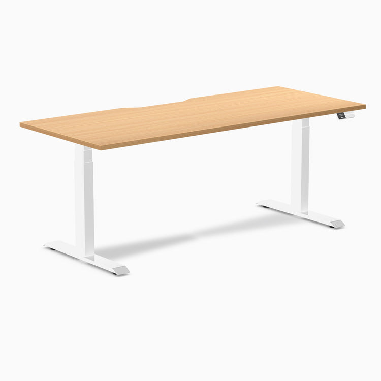 Electric dual scalloped melamine sit stand desk Select beech - Desky