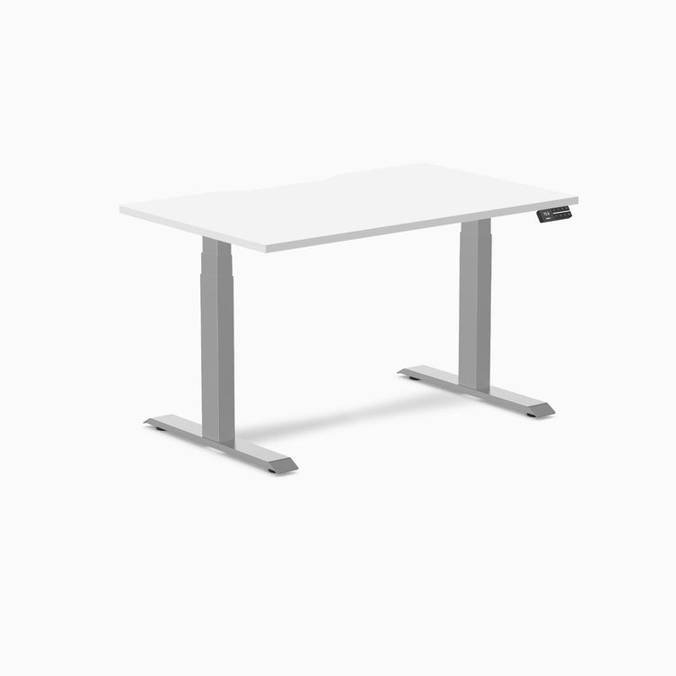 Desky Dual Scalloped Melamine Sit Stand Desk-Dual Desks-Desky-White-1200x750mm-Grey-DeskyÌâå¨ Australia