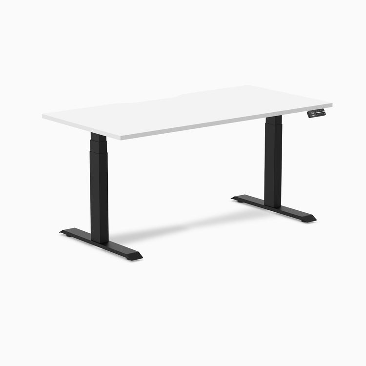 Electric dual scalloped melamine sit stand desk White - Desky