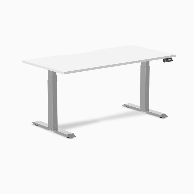 Desky Dual Scalloped Melamine Sit Stand Desk-Dual Desks-Desky-White-1500x750mm-Grey-Desky® Australia