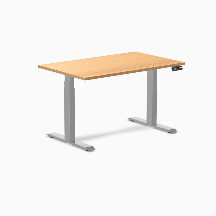 Desky Dual Scalloped Melamine Sit Stand Desk-Dual Desks-Desky-Select Beech-1200x750mm-Grey-DeskyÌâå¨ Australia