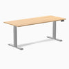 Desky Dual Scalloped Melamine Sit Stand Desk-Dual Desks-Desky-Sublime Teak-1800x750mm-Grey-DeskyÌâå¨ Australia