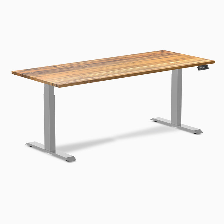 Desky Dual Hardwood Sit Stand Desk-Dual Desks-Desky-Teak-1800x750mm-Grey-DeskyÌâå¨ Australia