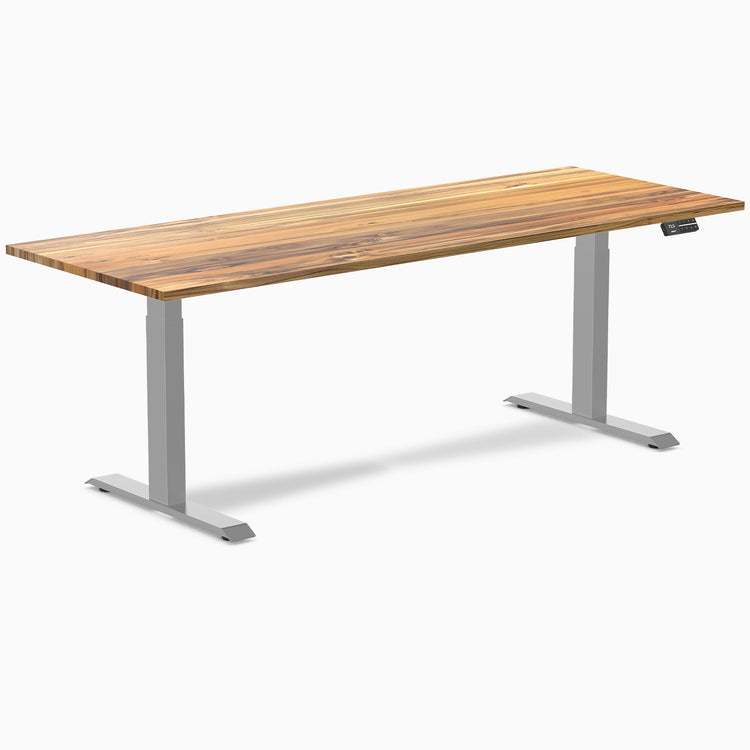 Desky Dual Hardwood Sit Stand Desk-Dual Desks-Desky-Teak-2000x750mm-Grey-DeskyÌâå¨ Australia