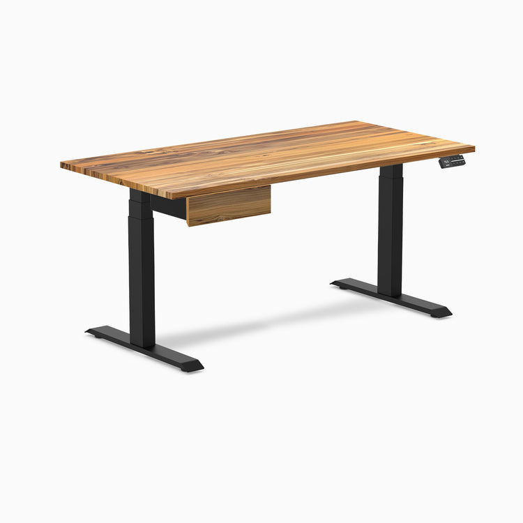 Electric dual standing desk hardwood with drawer Teak - Desky