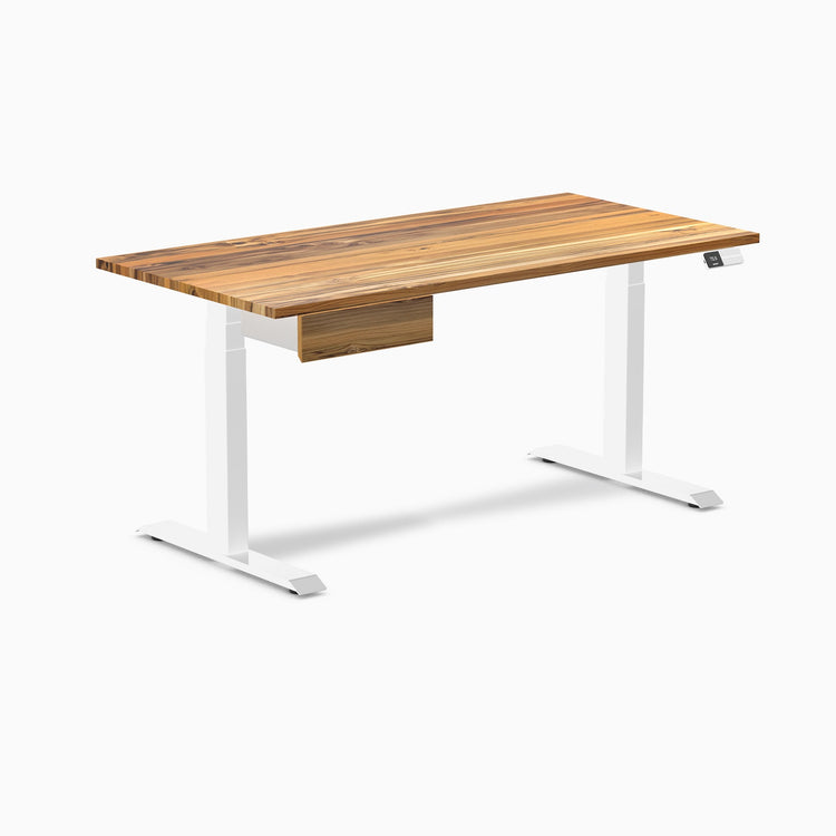 Electric dual standing desk hardwood with drawer Teak - Desky