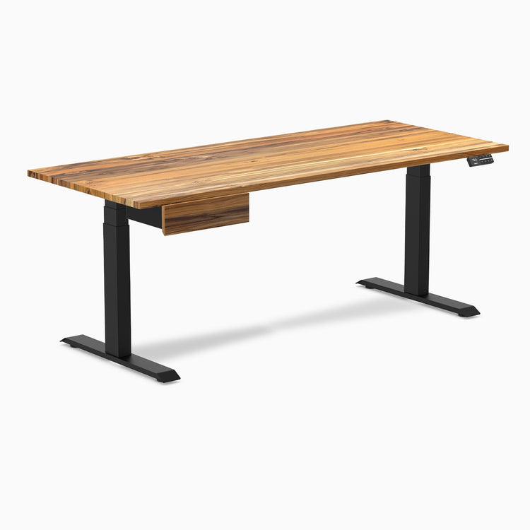 Electric dual standing desk hardwood with drawer Teak - Desky