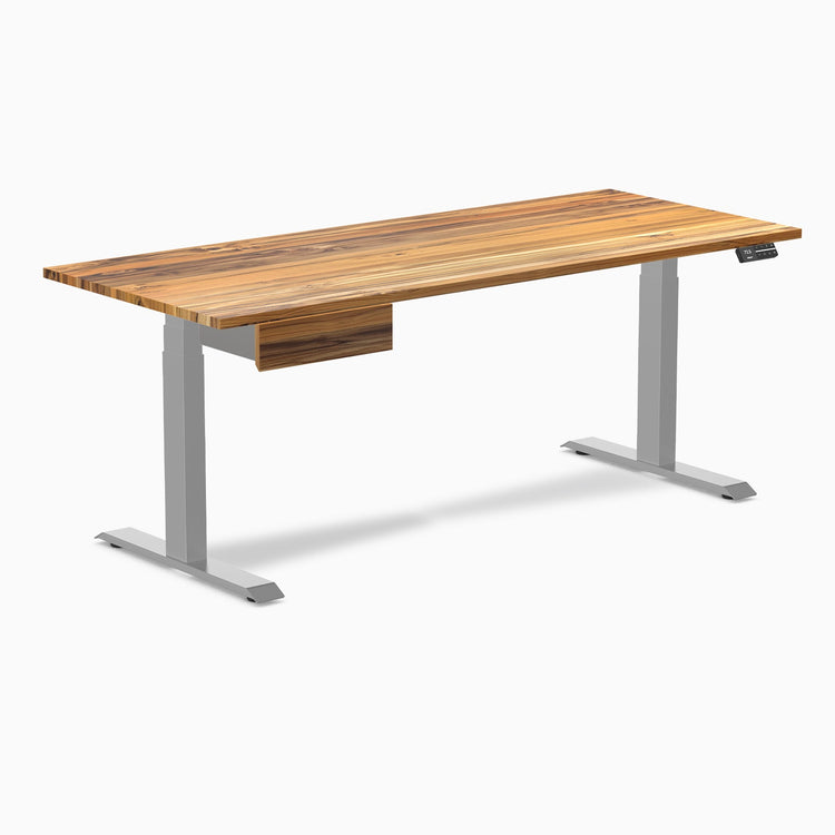 Electric dual standing desk hardwood with drawer Teak - Desky