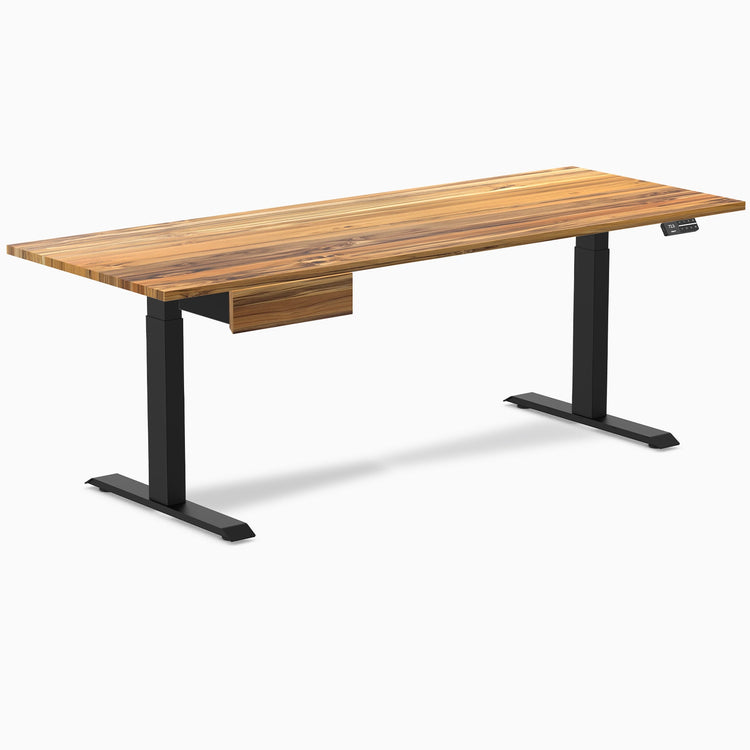 Electric dual standing desk hardwood with drawer Teak - Desky