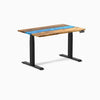 Electric resin hardwood sit stand desk Teak Blue river - Desky