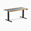 Electric resin hardwood sit stand desk Teak Blue river - Desky