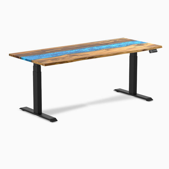 Electric resin hardwood sit stand desk Teak river - Desky