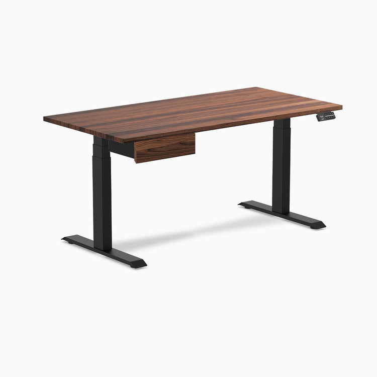 Electric dual standing desk hardwood with drawer Walnut - Desky