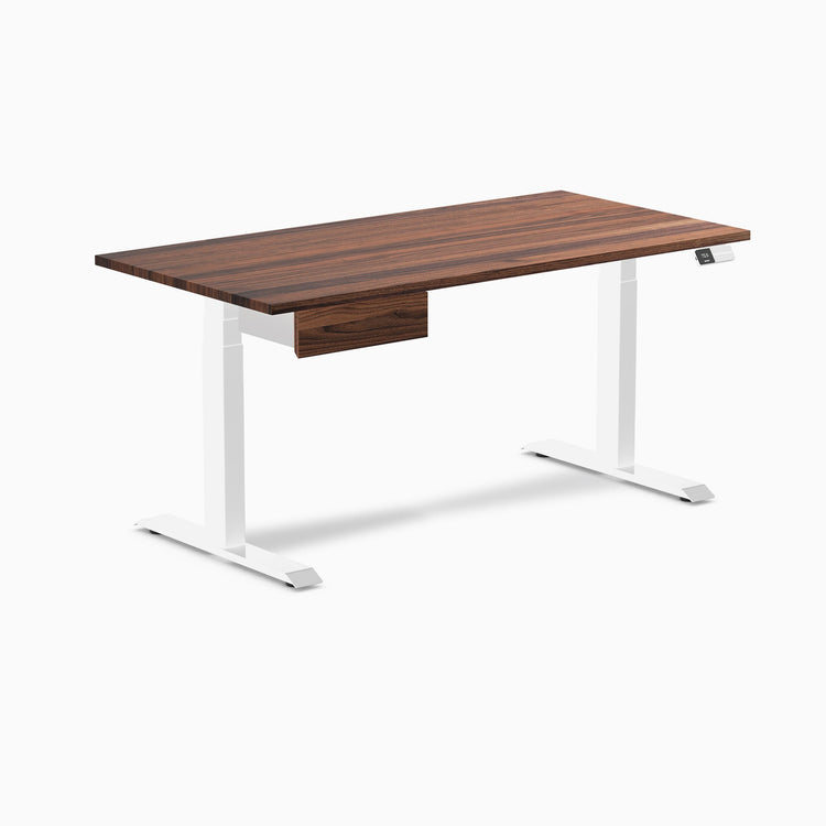 Electric dual standing desk hardwood with drawer Walnut - Desky