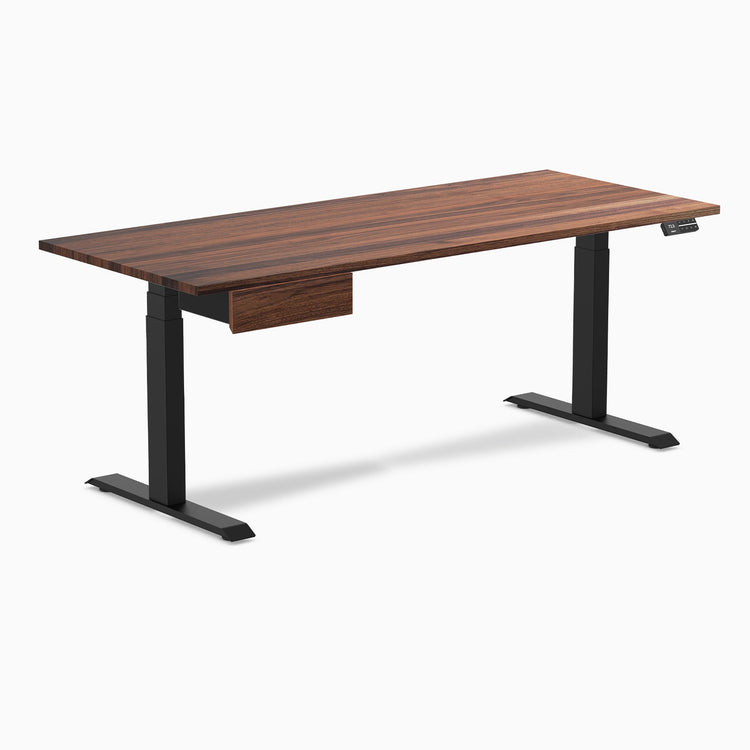 Electric dual standing desk hardwood with drawer Walnut - Desky