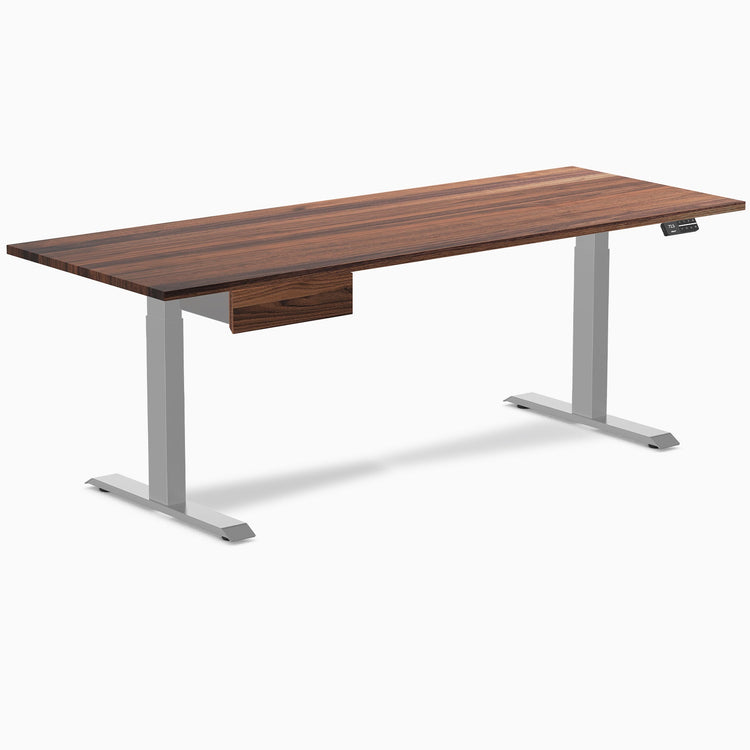 Electric dual standing desk hardwood with drawer Walnut - Desky