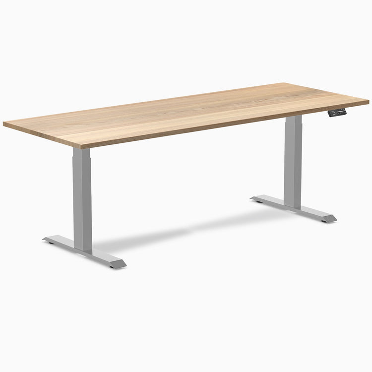 Desky Dual Hardwood Sit Stand Desk-Dual Desks-Desky-White Ash-2000x750mm-Grey-DeskyÌâå¨ Australia