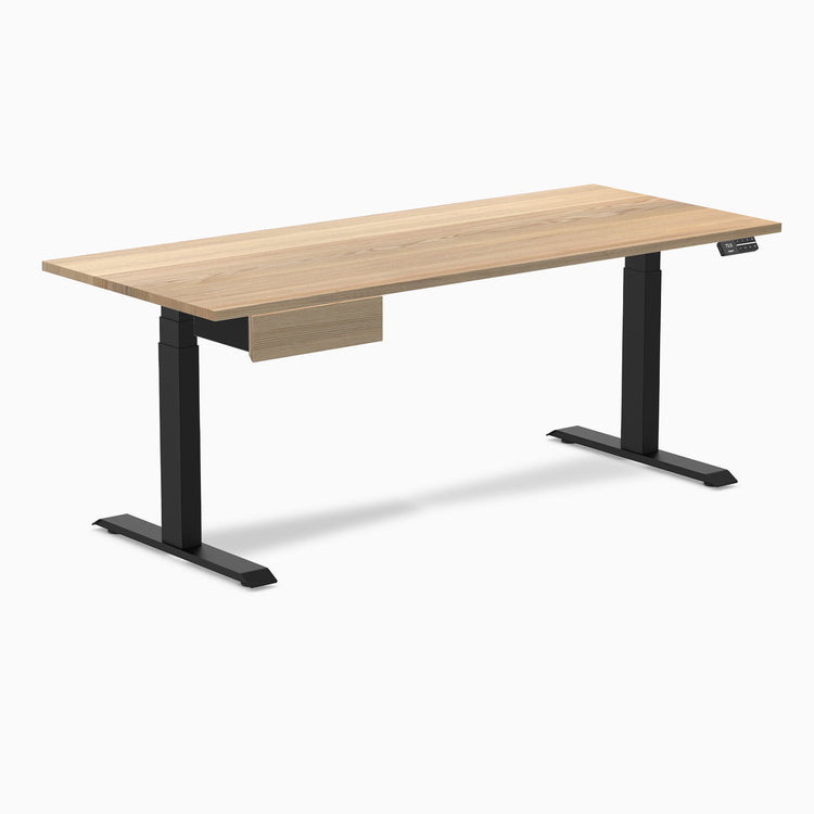 Electric dual standing desk hardwood with drawer White Ash - Desky