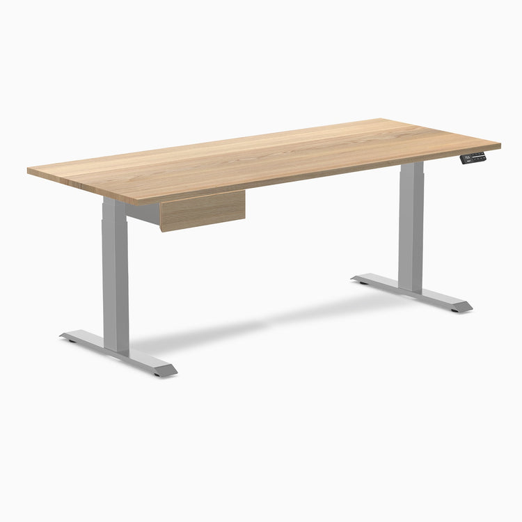 Electric dual standing desk hardwood with drawer White Ash - Desky