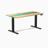 Electric resin hardwood sit stand desk White Ash Emerald river - Desky