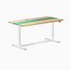 Electric resin hardwood sit stand desk White Ash Emerald river - Desky