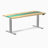 Electric resin hardwood sit stand desk White Ash Emerald river - Desky