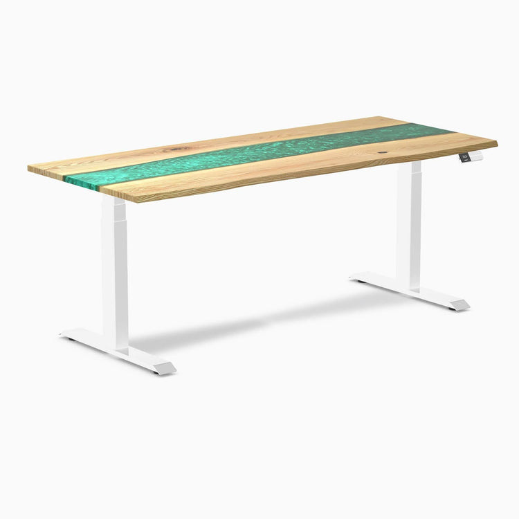 Electric resin hardwood sit stand desk white ash river - Desky