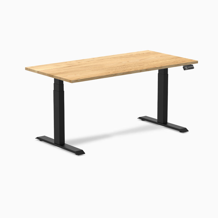 Desky Dual Hardwood Sit Stand Desk-Dual Desks-Desky-White Oak-1500x750mm-Matte Black-DeskyÌâå¨ Australia