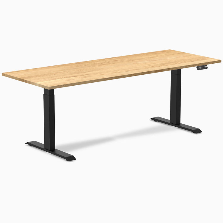 Desky Dual Hardwood Sit Stand Desk-Dual Desks-Desky-White Oak-2000x750mm-Matte Black-DeskyÌâå¨ Australia