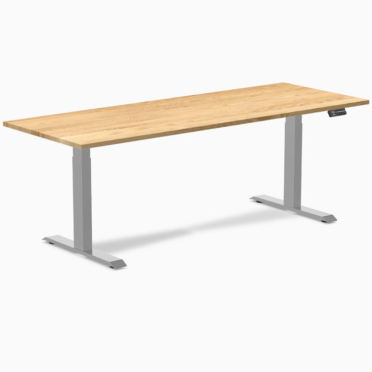 Desky Dual Hardwood Sit Stand Desk-Dual Desks-Desky-White Oak-2000x750mm-Grey-DeskyÌâå¨ Australia