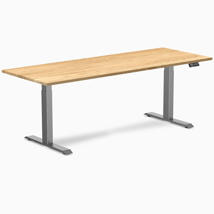 Desky Dual Hardwood Sit Stand Desk-Dual Desks-Desky-White Oak-2000x750mm-Space Grey-DeskyÌâå¨ Australia