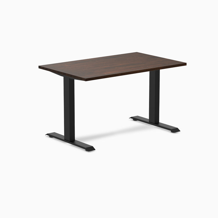 Desky 1200mm rubberwood dark walnut fixed desk in black