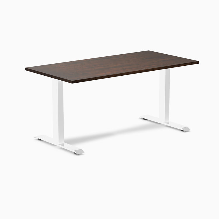 Desky 1500mm rubberwood dark walnut fixed desk in white