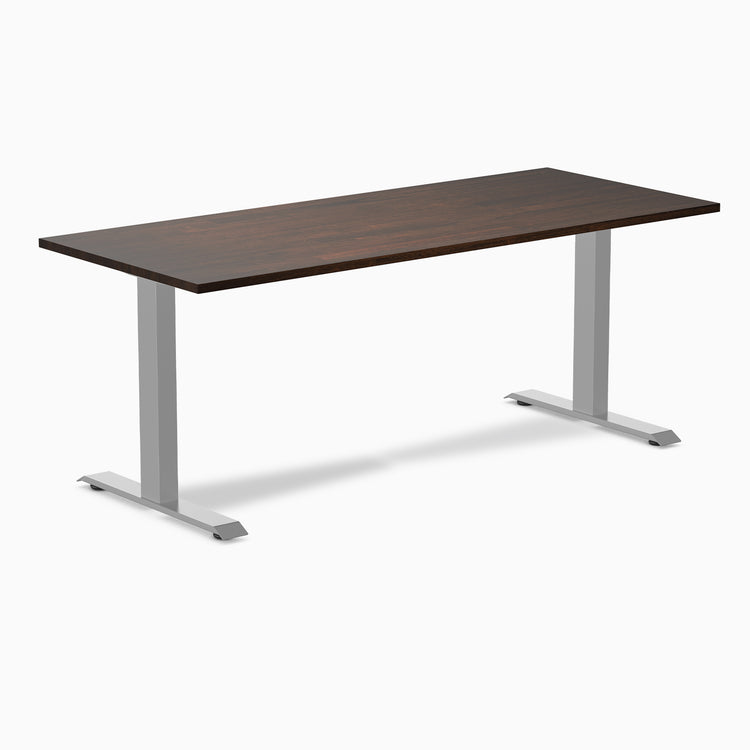 Desky 1800mm rubberwood dark walnut fixed desk in grey