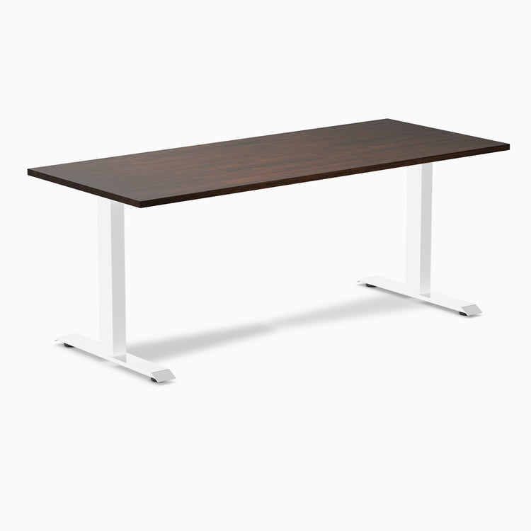 Desky 1800mm rubberwood dark walnut fixed desk in white