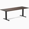 Desky 2000mm rubberwood dark walnut fixed desk in black