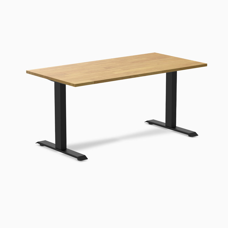 Desky 1500mm rubberwood light oak fixed desk in black