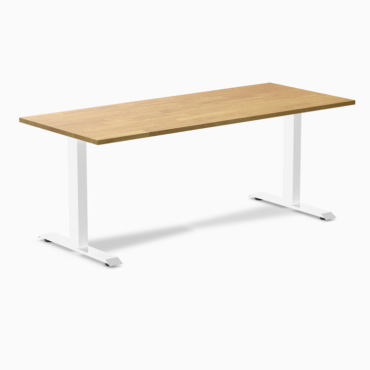 Desky 1800mm rubberwood light oak fixed desk in white