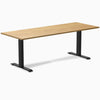 Desky 2000mm rubberwood light oak fixed desk in black